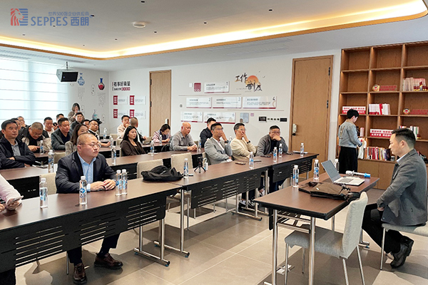 西朗门业董事长杨元嘉为苏州市九江商会的会员企业家们分享出海经验